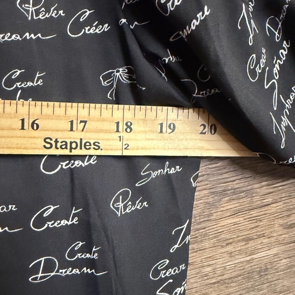 White House Black Market Black Script Blouse AS IS - Picture 8 of 9